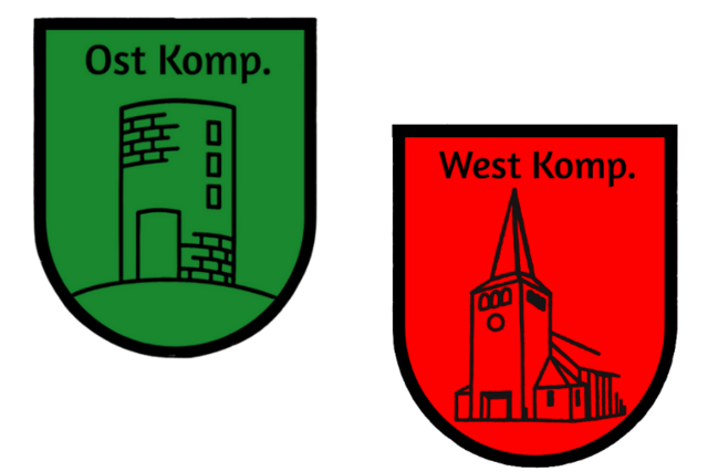 Die Wappen der Ost- und Westkompanie des Schützrenvereins Benhausen.